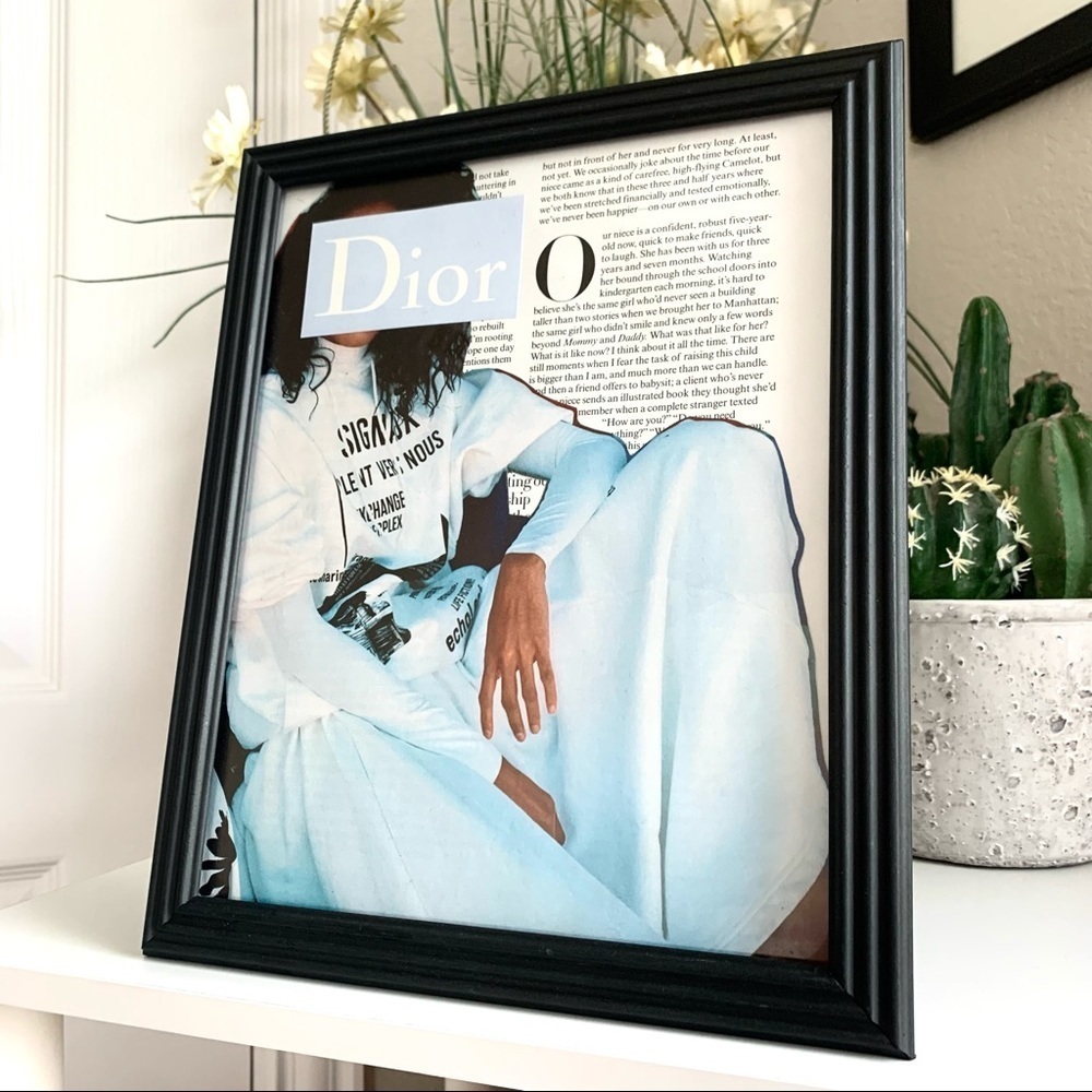 Christian Dior Editorial Wall Art Blue Minimal Fashion Print Chic Decor
